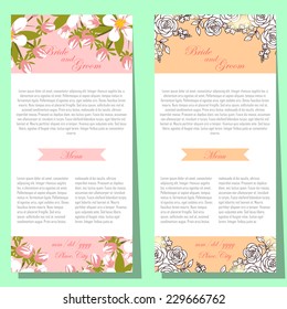 Wedding invitation cards with floral elements