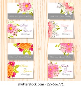 Wedding invitation cards with floral elements