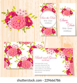 Wedding invitation cards with floral elements