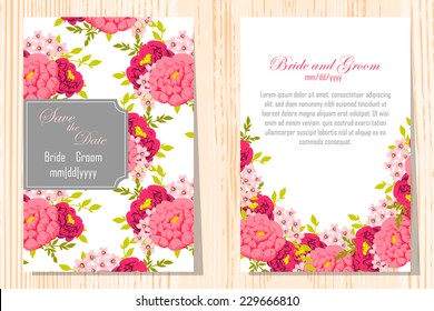 Wedding invitation cards with floral elements
