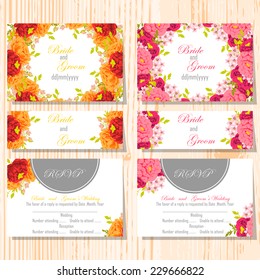 Wedding invitation cards with floral elements