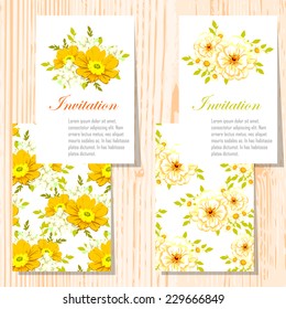 Wedding invitation cards with floral elements