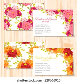 Wedding invitation cards with floral elements