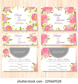 Wedding invitation cards with floral elements