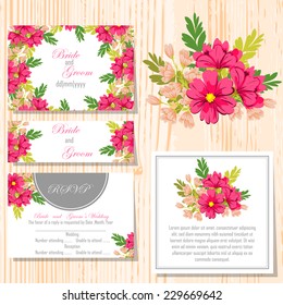 Wedding invitation cards with floral elements