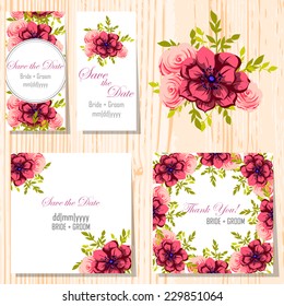 Wedding invitation cards with floral elements