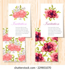 Wedding invitation cards with floral elements