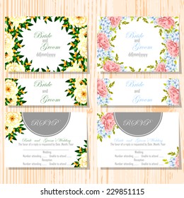 Wedding invitation cards with floral elements