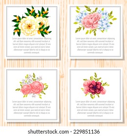 Wedding invitation cards with floral elements