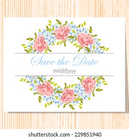 Wedding invitation cards with floral elements