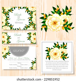 Wedding invitation cards with floral elements