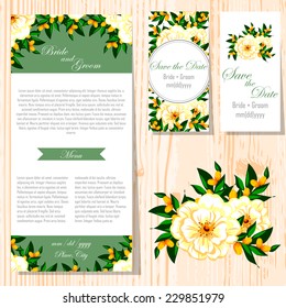 Wedding invitation cards with floral elements