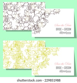 Wedding invitation cards with floral elements