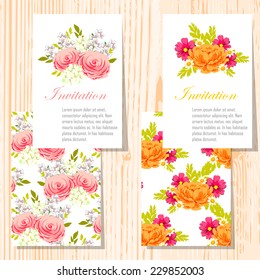 Wedding invitation cards with floral elements