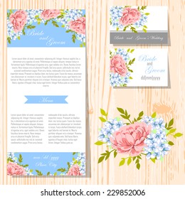 Wedding invitation cards with floral elements