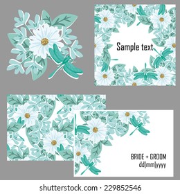 Wedding invitation cards with floral elements