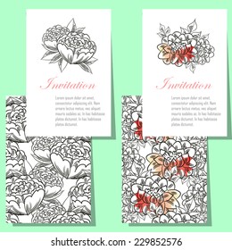 Wedding invitation cards with floral elements