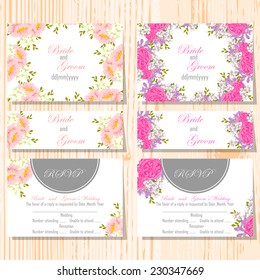 Wedding invitation cards with floral elements