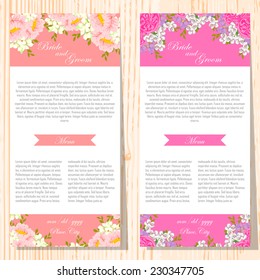 Wedding invitation cards with floral elements