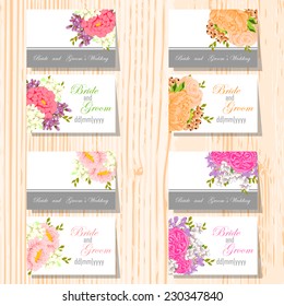 Wedding invitation cards with floral elements