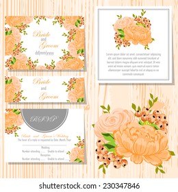 Wedding invitation cards with floral elements