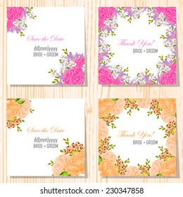 Wedding invitation cards with floral elements
