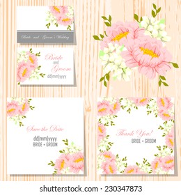Wedding invitation cards with floral elements
