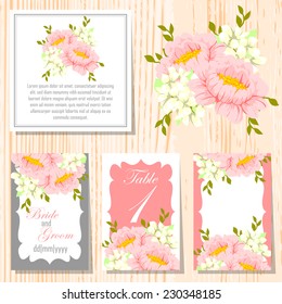 Wedding invitation cards with floral elements
