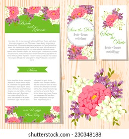 Wedding invitation cards with floral elements