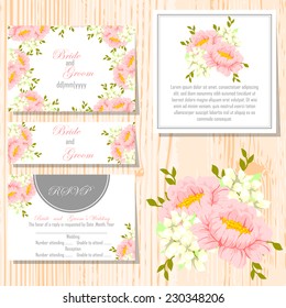 Wedding invitation cards with floral elements