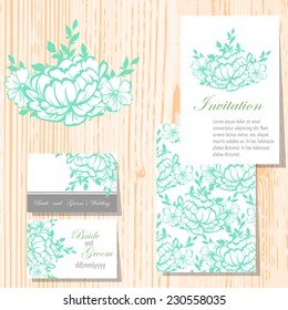 Wedding invitation cards with floral elements