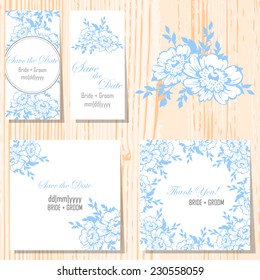 Wedding invitation cards with floral elements