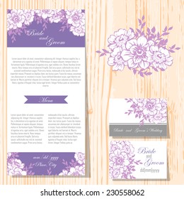 Wedding invitation cards with floral elements