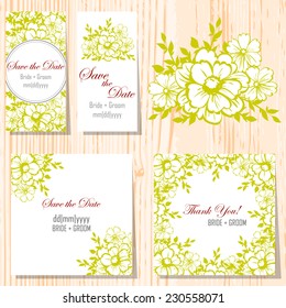 Wedding invitation cards with floral elements