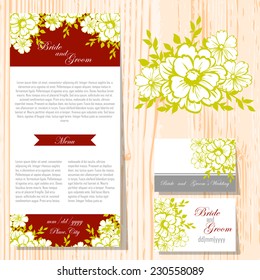 Wedding invitation cards with floral elements