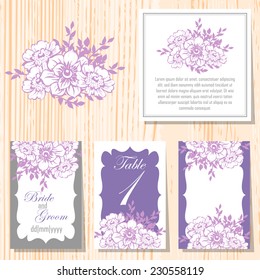 Wedding invitation cards with floral elements