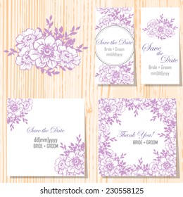 Wedding invitation cards with floral elements