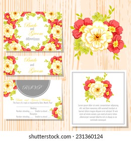 Wedding invitation cards with floral elements