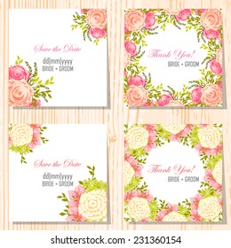 Wedding invitation cards with floral elements