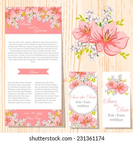 Wedding invitation cards with floral elements