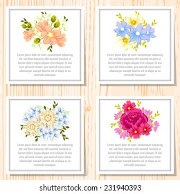 Wedding invitation cards with floral elements