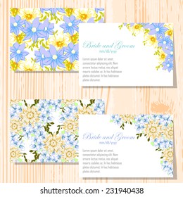 Wedding invitation cards with floral elements