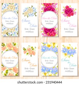 Wedding invitation cards with floral elements