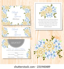 Wedding invitation cards with floral elements