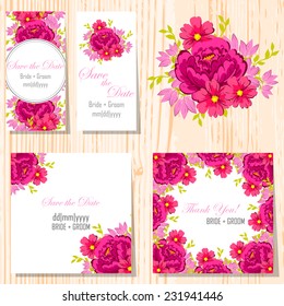 Wedding invitation cards with floral elements