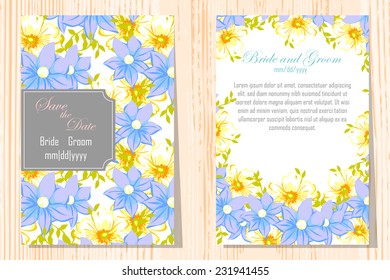 Wedding invitation cards with floral elements