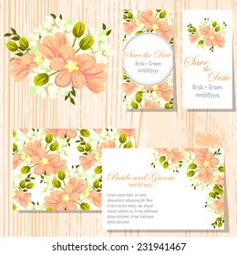 Wedding invitation cards with floral elements