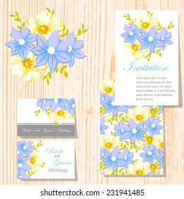 Wedding invitation cards with floral elements
