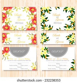 Wedding invitation cards with floral elements