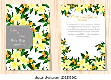 Wedding invitation cards with floral elements